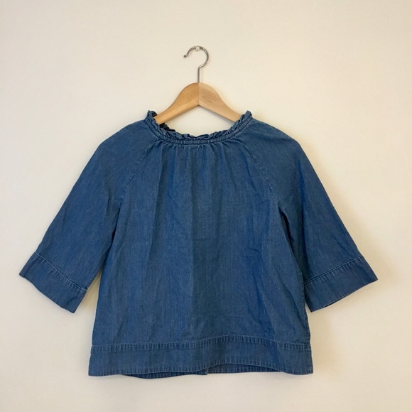 J. Crew Other - J.Crew chambray blouse size 12 with button back